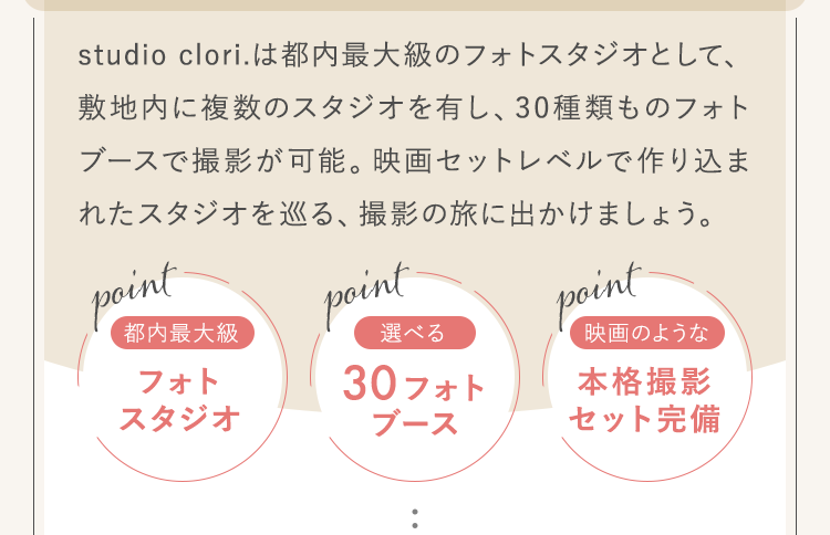 30種類ものフォトブースで撮影が可能。