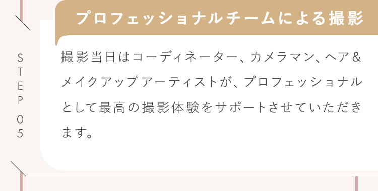 プロフェッショナルチームによる撮影
